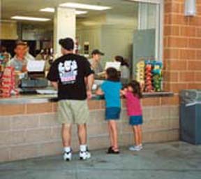 Figure 3.7. The height of the concession stand counter permits convenient use by customers of varying heights.