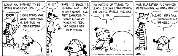Calvin & Hobbes cartoon on self-esteem